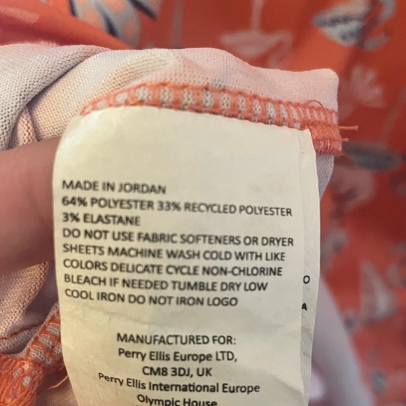 Nicklaus Polo Shirt Men L Orange & Blue Flamingos Floral Eco Choice Golf - Picture 5 of 5